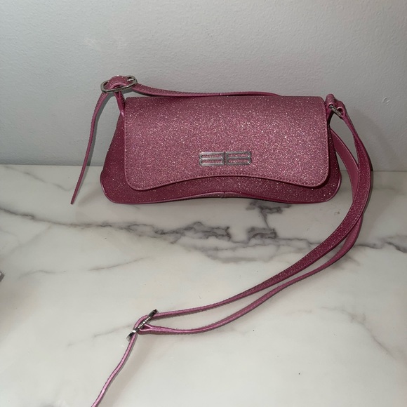 Balenciaga Adjustable Strap Pink Sparkle Shoulder Bag - Picture 4 of 9